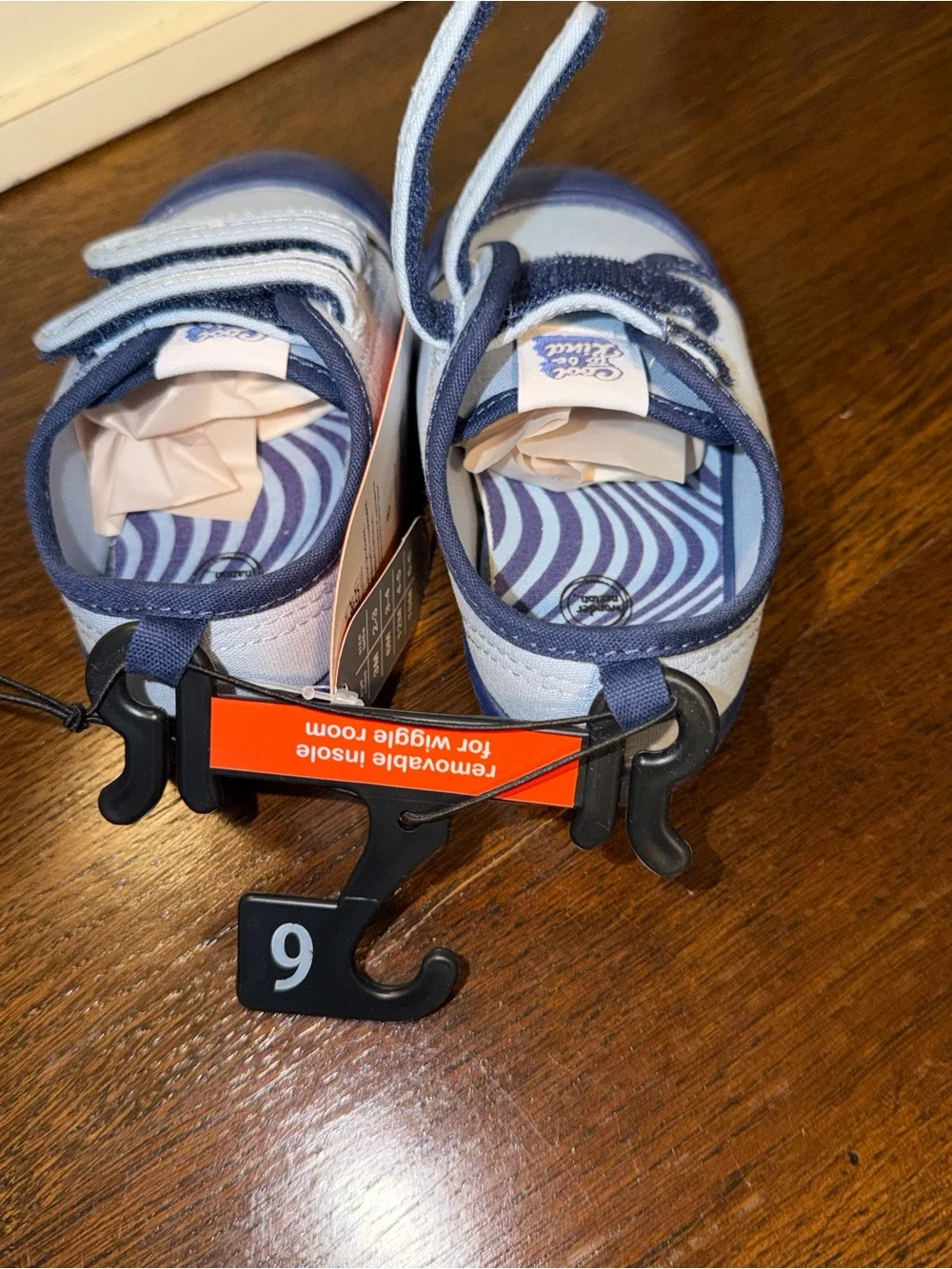 wonder nation Light Blue & Navy Kids Hook-and-Loop Sneakers